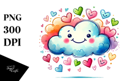 Smiling Cloud with Hearts PNG Product Image 1