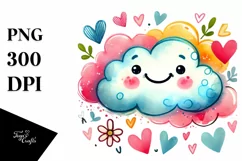 Colorful Cloud with Hearts, Transparent PNG Product Image 1
