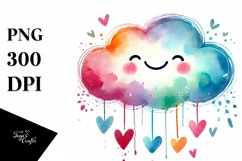 Colorful Cloud with Hearts, Transparent PNG Product Image 1