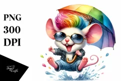 Jumping Baby Mouse Watercolor PNG Product Image 3