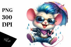 Jumping Baby Mouse Watercolor PNG Product Image 3