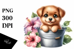 Cute Watercolor Babydog Clipart Product Image 1