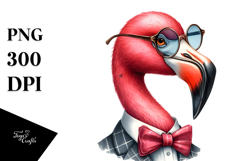 Flamingo Smiling Suit Retro | Sublimation | Clipart Product Image 1