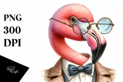 Detailed Whimsical Flamingo in Suit Clipart Product Image 3