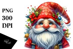 Vibrant Watercolor Christmas Gnome PNG Product Image 3