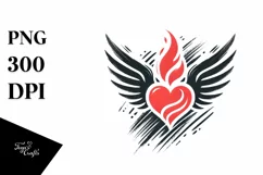 Simple Paintbrush Heart Wings Fire PNG Product Image 1