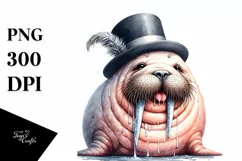 Detailed Whimsical Walrus with Tongue Out Clipart Product Image 3