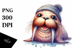 Detailed Whimsical Walrus with Tongue Out Clipart Product Image 3