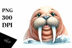 Detailed Whimsical Walrus with Tongue Out Clipart Product Image 3