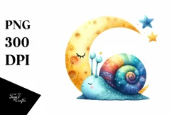 Colorful Baby Snail Sleeping on the Moon | Sublimation | Product Image 3