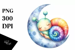 Colorful Baby Snail Sleeping on the Moon | Sublimation | Product Image 3