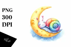 Colorful Baby Snail Sleeping on the Moon | Sublimation | Product Image 1