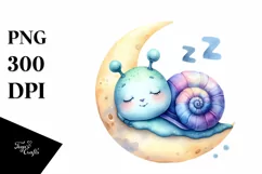 Colorful Baby Snail Sleeping on the Moon | Sublimation | Product Image 1