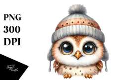 Baby Owl Portrait, Happy Eyes | Clipart Product Image 1