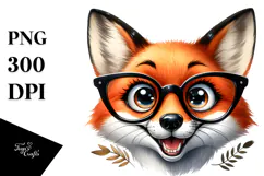 Fox with es and Happy Smile | Sublimation | Clipart Product Image 1