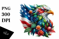 Vibrant Eagle with USA Flag Colors, PNG Product Image 3