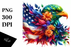 Vibrant Eagle with USA Flag Colors, PNG Product Image 1
