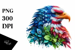 Vibrant Eagle with USA Flag Colors, PNG Product Image 3