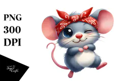 Silly Mouse in Bandana, Playful PNG Product Image 1