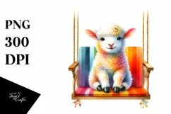 Colorful Lamb on Swing Chair Clipart Product Image 3