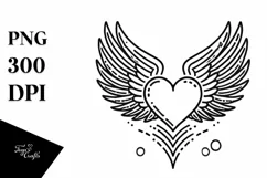 Simple Lineart Heart with Wings PNG Product Image 1