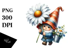 Cute Baby Gnome with Daisy PNG Product Image 1