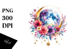 Vibrant Boho Moon Flowers Stars Product Image 1