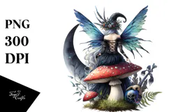 Gothic Fairy on Mushroom PNG Product Image 1