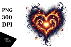 Digital Painting Heart Made of Fire, PNG Product Image 1