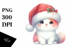Cute Christmas Cat with Santa Hat PNG Product Image 3