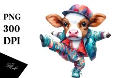 Baby Cow in Modern Dancer&#039;s Outfit PNG Product Image 3