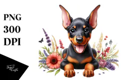 Happy Baby Doberman Pinscher PNG Product Image 1
