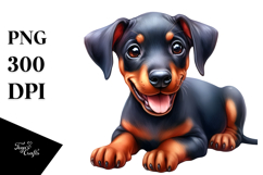 Happy Baby Doberman Pinscher PNG Product Image 1