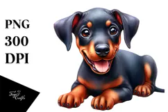 Happy Baby Doberman Pinscher PNG Product Image 1