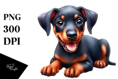 Watercolor Baby Doberman Pinscher PNG Product Image 1