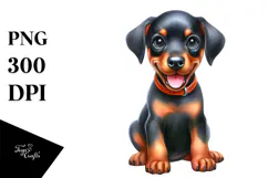 Happy Baby Doberman Pinscher PNG Product Image 1