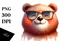 Funny Cute Bear Portrait Sunglasses Clipart Product Image 3