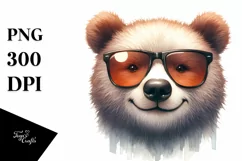 Funny Cute Bear Portrait Sunglasses Clipart Product Image 3