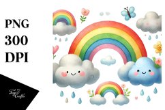 Cute Rainbow Between Clouds PNG Product Image 1