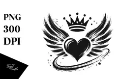 Simple Heart with Wings, Transparent PNG Product Image 1