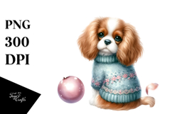 Cute Cavalier King Charles Spaniel Christmas PNG Product Image 1