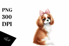 Cute Cavalier King Charles Spaniel Christmas PNG Product Image 1