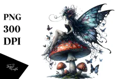 Gothic Fairy on Mushroom PNG Product Image 1