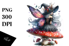 Gothic Fairy on Mushroom PNG Product Image 1