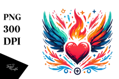Colorful Heart with Wings, Transparent PNG Product Image 1