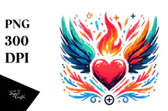 Colorful Heart with Wings, Transparent PNG Product Image 1
