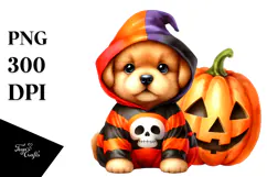 Cute Baby Dog Dressed for Halloween | Sublimation | Clipart Product Image 1