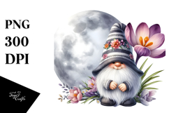 Gnome with Crocus Floral PNG Product Image 1