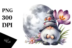 Gnome with Crocus Floral PNG Product Image 1