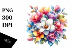 Vibrant Colorful Watercolor Bouquet | Clipart Product Image 3